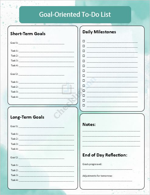 Goal-Oriented-To-Do-List Template