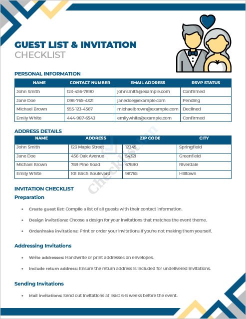 Guest List and Invitation Checklist Template
