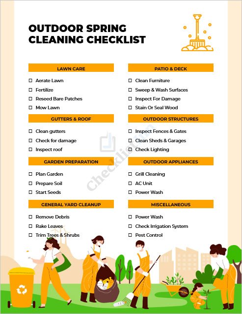 Outdoor Spring Cleaning Checklist Template