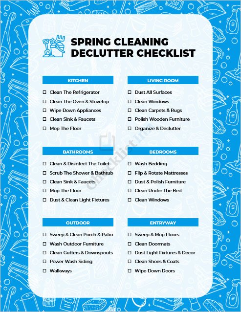 Spring Cleaning Declutter Checklist