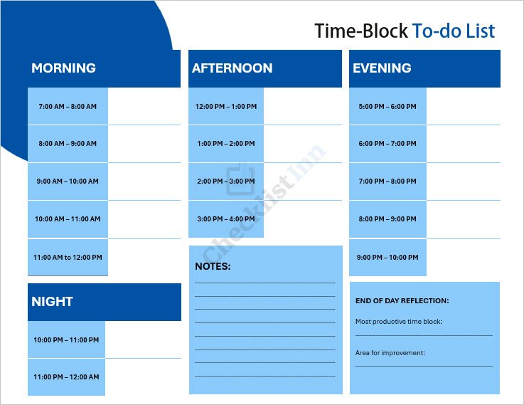 Time-Block To-Do List Template