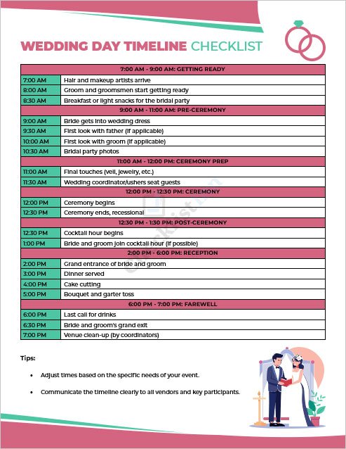 Wedding Day Timeline Checklist