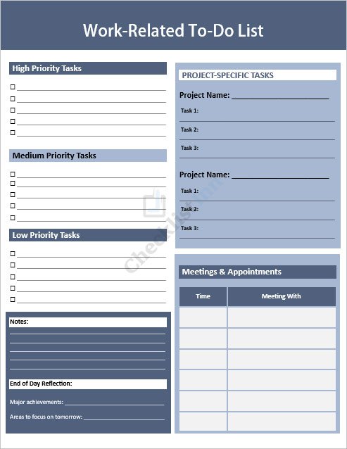 Work-Related To-Do List Template