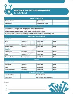 Budget and Cost Estimation Checklist