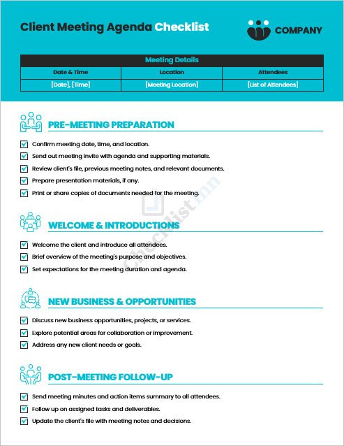 Client Meeting Agenda Checklist