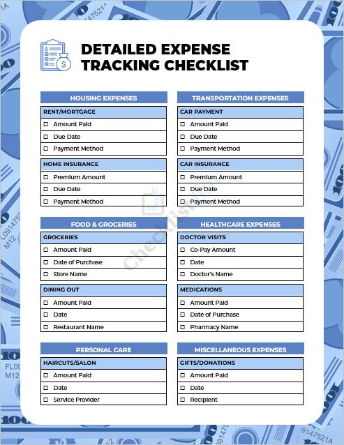 Detailed Expense Tracking Checklist