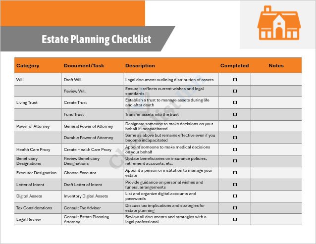 Estate Planning Checklist Template