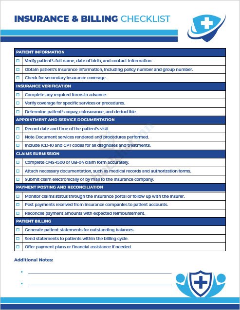 Insurance and Billing Checklist