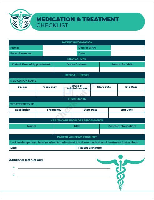 Medication and Treatment Checklist