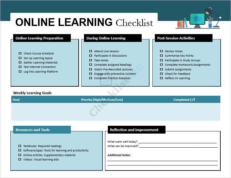 Online Learning Checklist Template