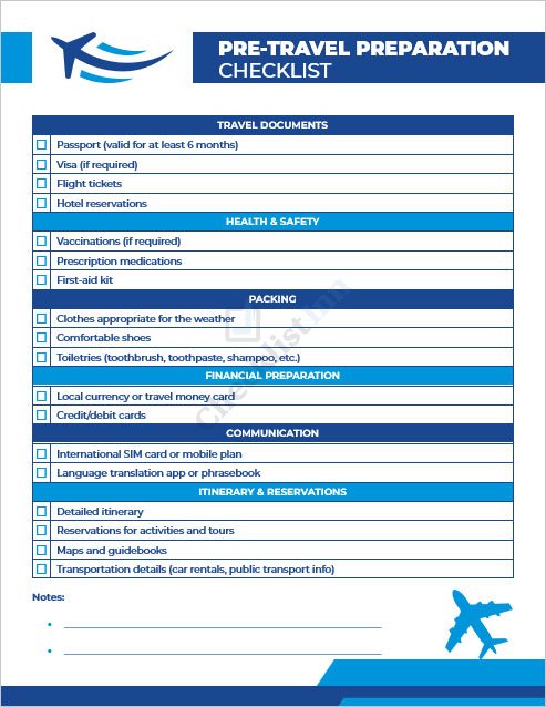 Pre-Travel Preparation Checklist