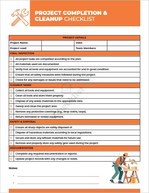 Project Completion and Cleanup Checklist