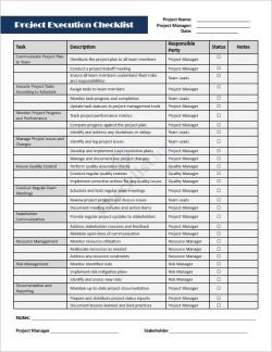 Project Execution Checklist Template