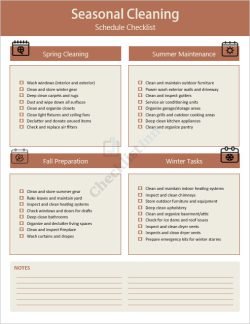 Seasonal Cleaning Schedule Checklist Template