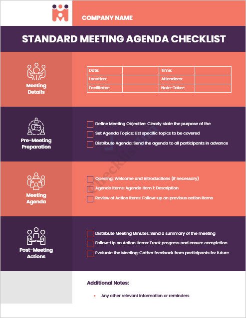 Standard Meeting Agenda Checklist