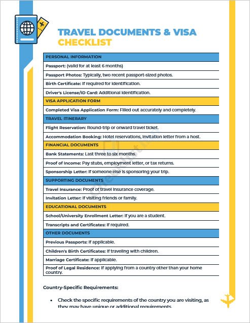 Travel Documents and Visa Checklist