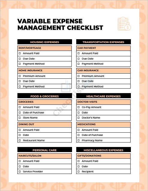 Variable Expense Management Checklist