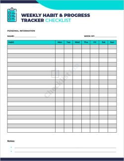 Weekly Habit and Progress Tracker Checklist