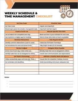 Weekly Schedule and Time Management Checklist