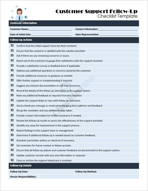 Customer Support Follow-Up Checklist Template