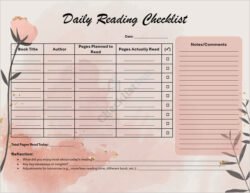 Daily Reading Checklist Template