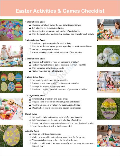 Easter Activities and Games Checklist Template