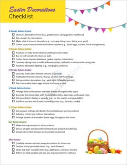 Easter Decorations Checklist Template in MS Word Format