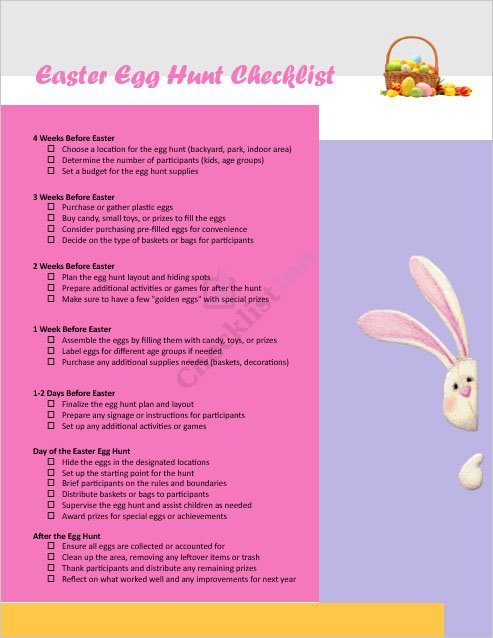 Easter Egg Hunt Checklist Template