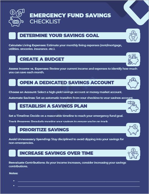 Emergency Fund Savings Checklist Template