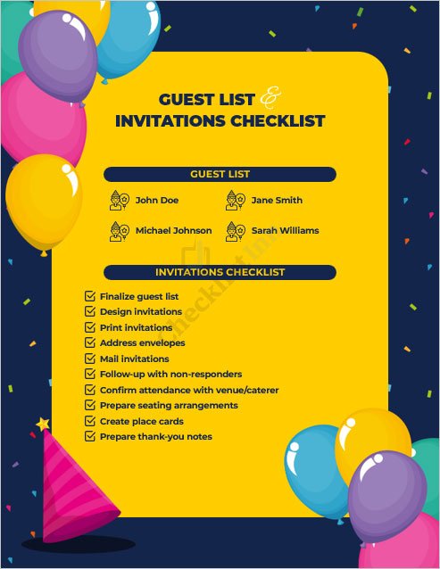 Guest List and Invitations Checklist Template