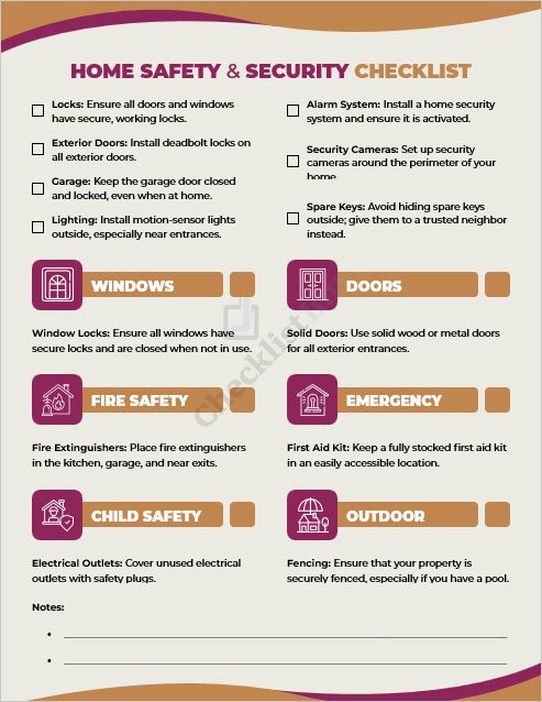 Home Safety and Security Checklist Template
