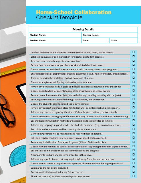 Home-School Collaboration Checklist Template