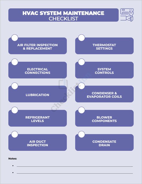 HVAC System Maintenance Checklist Template