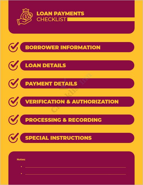 Loan Payments Checklist Template