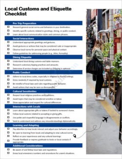 Local Customs and Etiquette Checklist Template