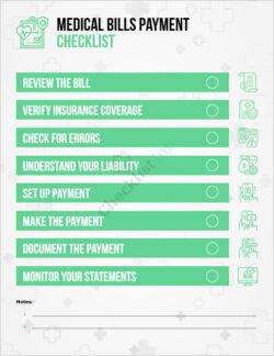 Medical Bills Payment Checklist Template