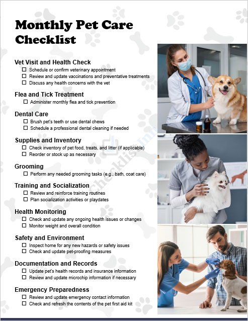 Monthly Pet Care Template