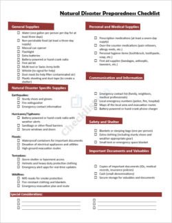 Natural Disaster Preparedness Checklist Template