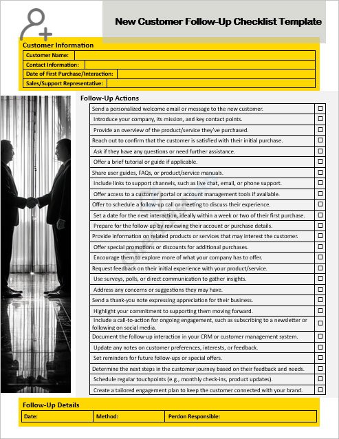 New Customer Follow-Up Checklist Template