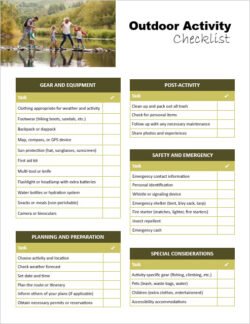 4th of July Outdoor Activity Checklist Template