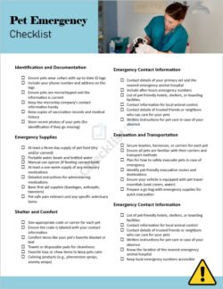 Pet Emergency Checklist Template