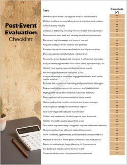 Post-Event Evaluation Checklist Template