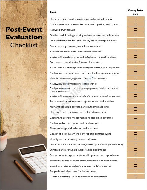 Post-Event Evaluation Checklist Template