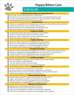 Puppy/Kitten Care Template
