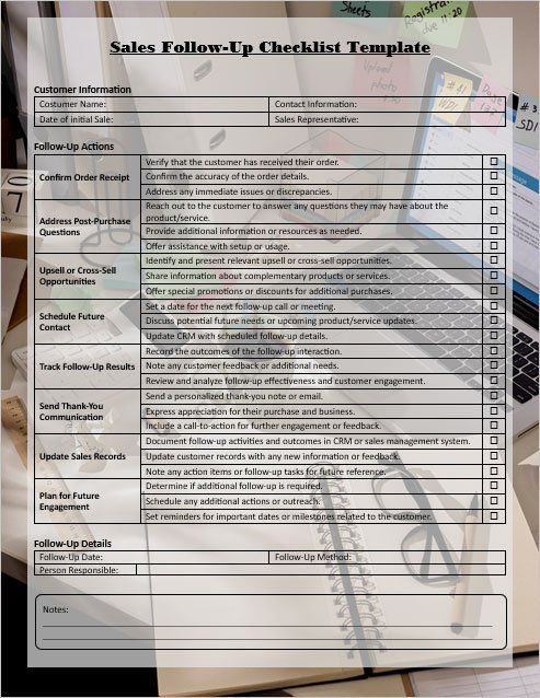 Sales Follow-Up Checklist Template