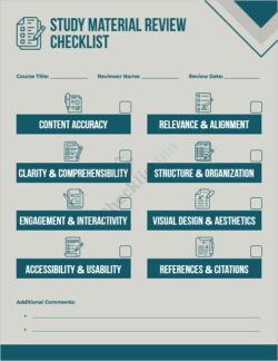 Study Material Review Checklist Template