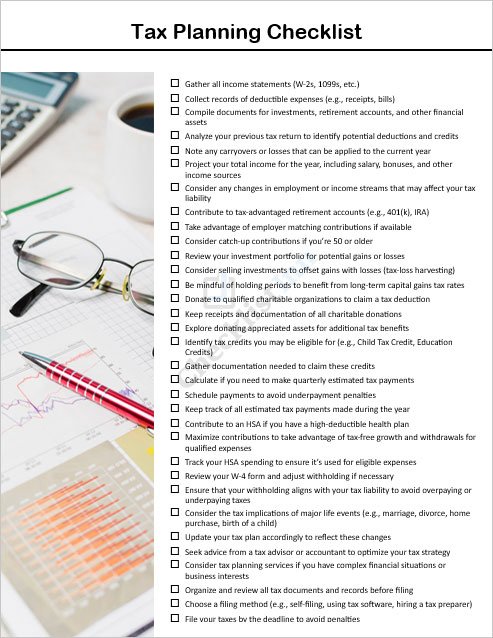 Tax Planning Checklist Template