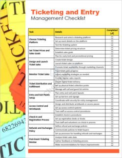 Ticketing and Entry Management Checklist Template