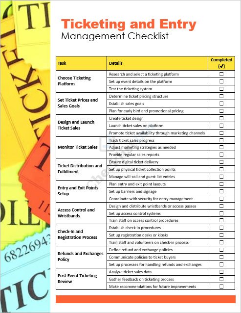 Ticketing and Entry Management Checklist Template