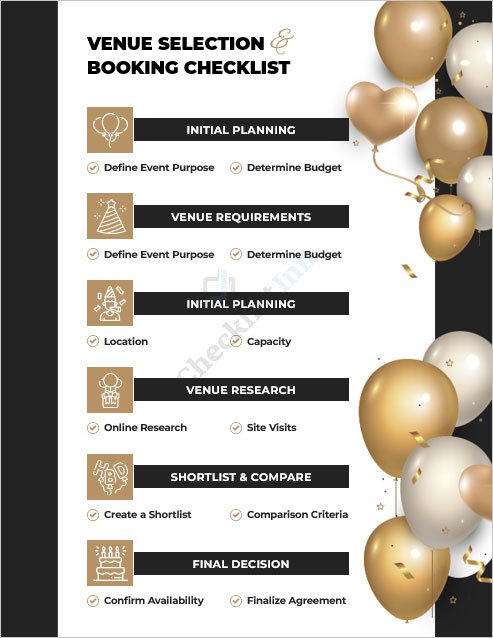 Venue Selection and Booking Checklist Template